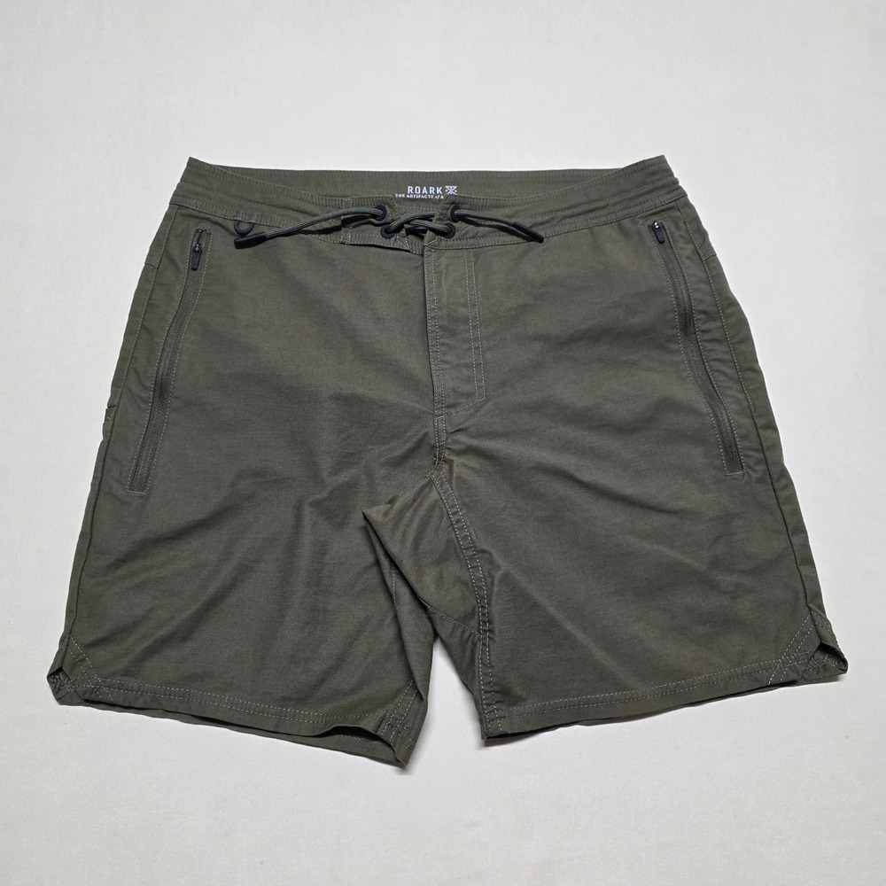 Roark Men 31 Olive Adventure Hybrid Chinos Shorts Outdoor Sports Above Knee